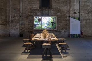 superflux dining table at 2021 Venice architecture biennale