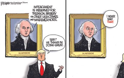 Political Cartoon U.S. Trump George Washington impeachment treason misdemeanors