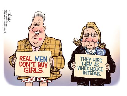 Editorial cartoon Clinton Lewinsky scandal