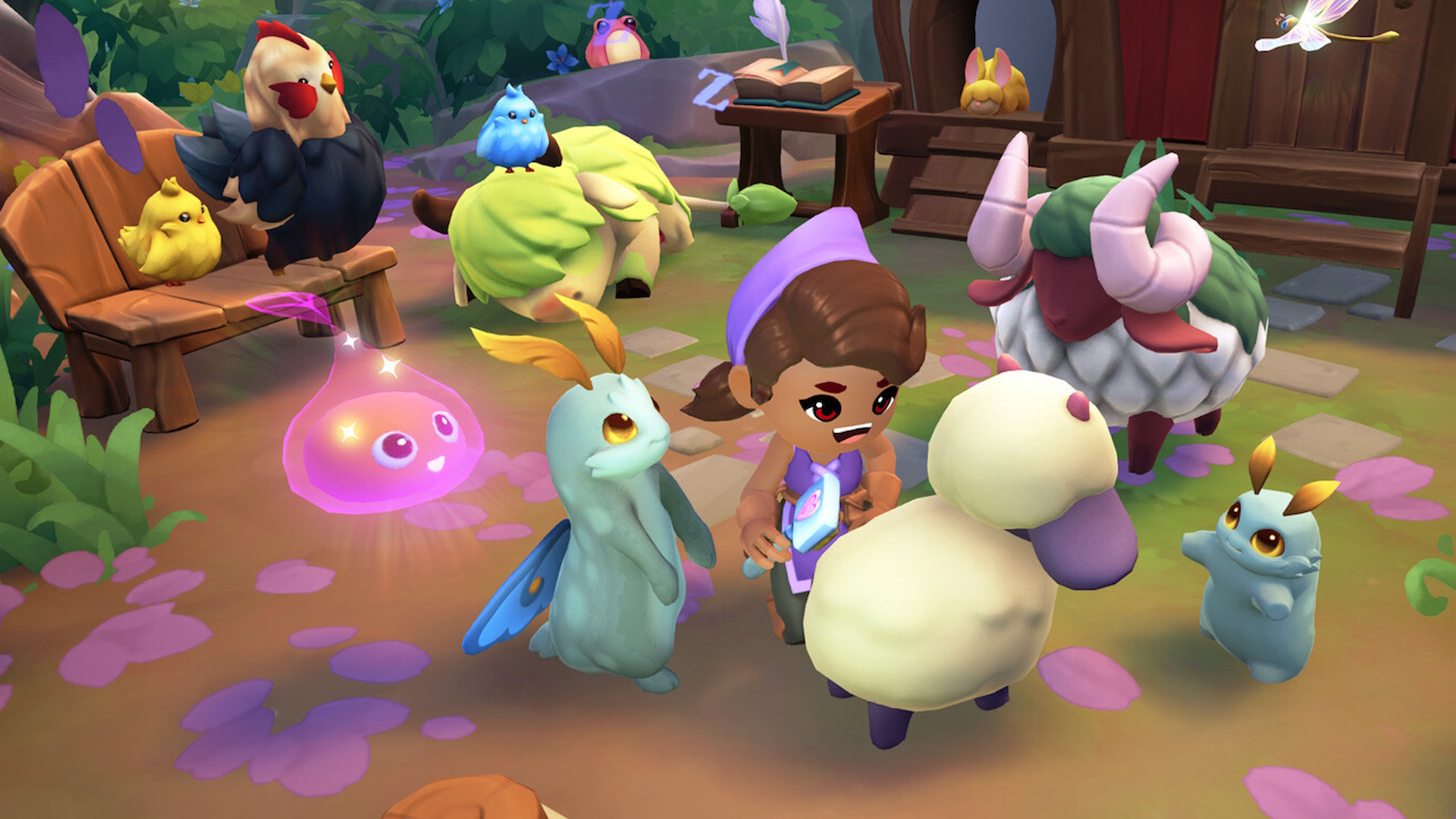 Fae Farm screenshot - Fae farmer seems to be screaming at a large sheep