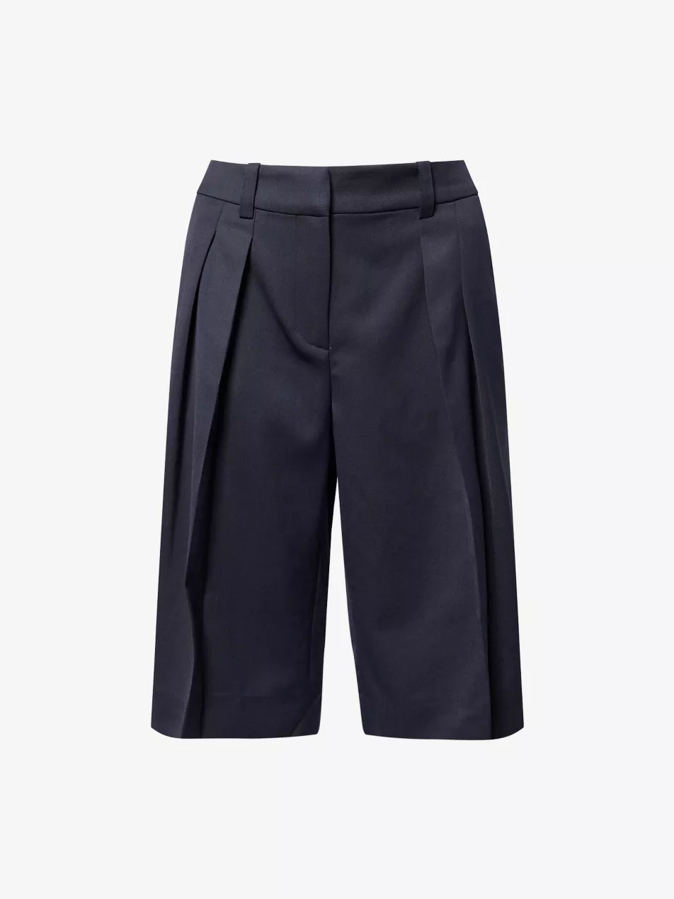 Bilbao Pleated Wool Bermuda Shorts