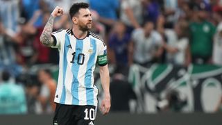 Argentina's Lionel Messi in a World Cup 2022 game against Mexico