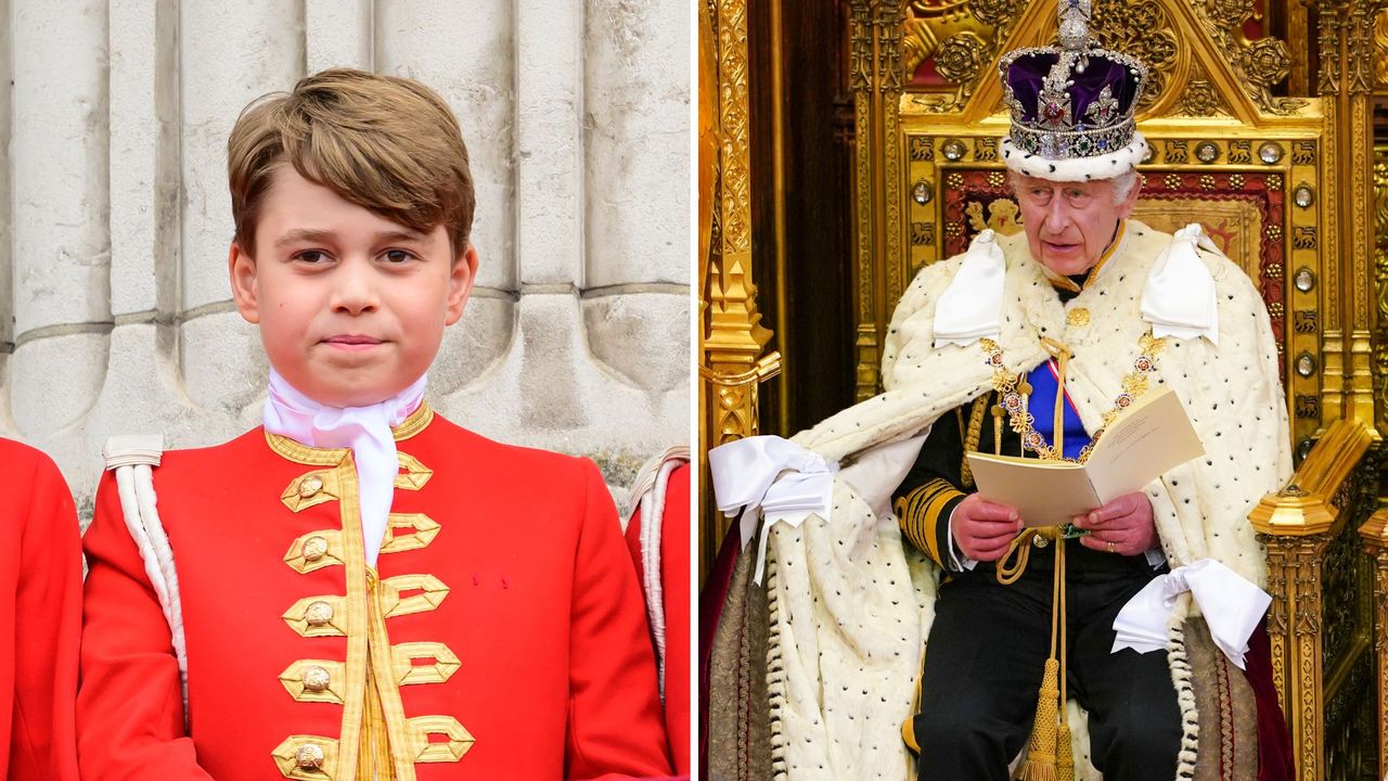 Prince George was the only one of King Charles&#039;s Pages not to attend this occasion. Seen here are Prince George at the coronation and King Charles at the State Opening of Parliament 2023