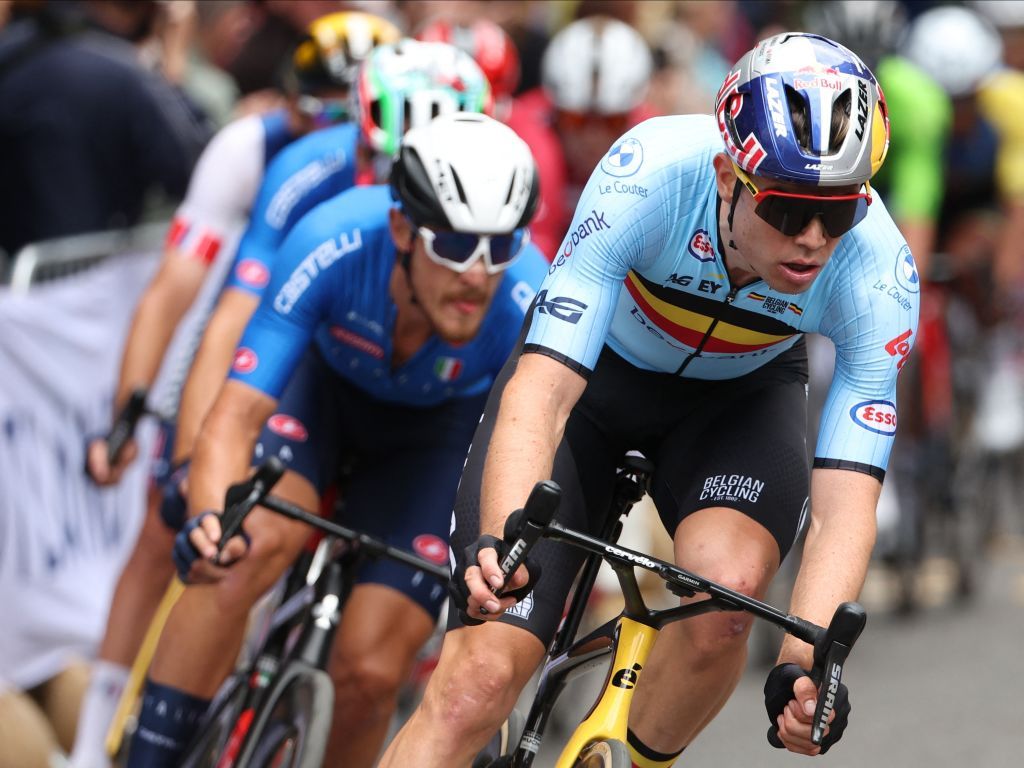 Belgian Wout van Aert pictured in action during the men elite road race at the UCI World Championships Cycling 2711km from Edinburgh to Glasgow Scotland Sunday 06 August 2023 UCI organizes the worlds with all cycling disciplines road cycling indoor cycling mountain bike BMX racing road paracycling and indoor paracycling in Glasgow from 03 to 13 AugustBELGA PHOTO DAVID PINTENS Photo by DAVID PINTENS BELGA MAG Belga via AFP Photo by DAVID PINTENSBELGA MAGAFP via Getty Images