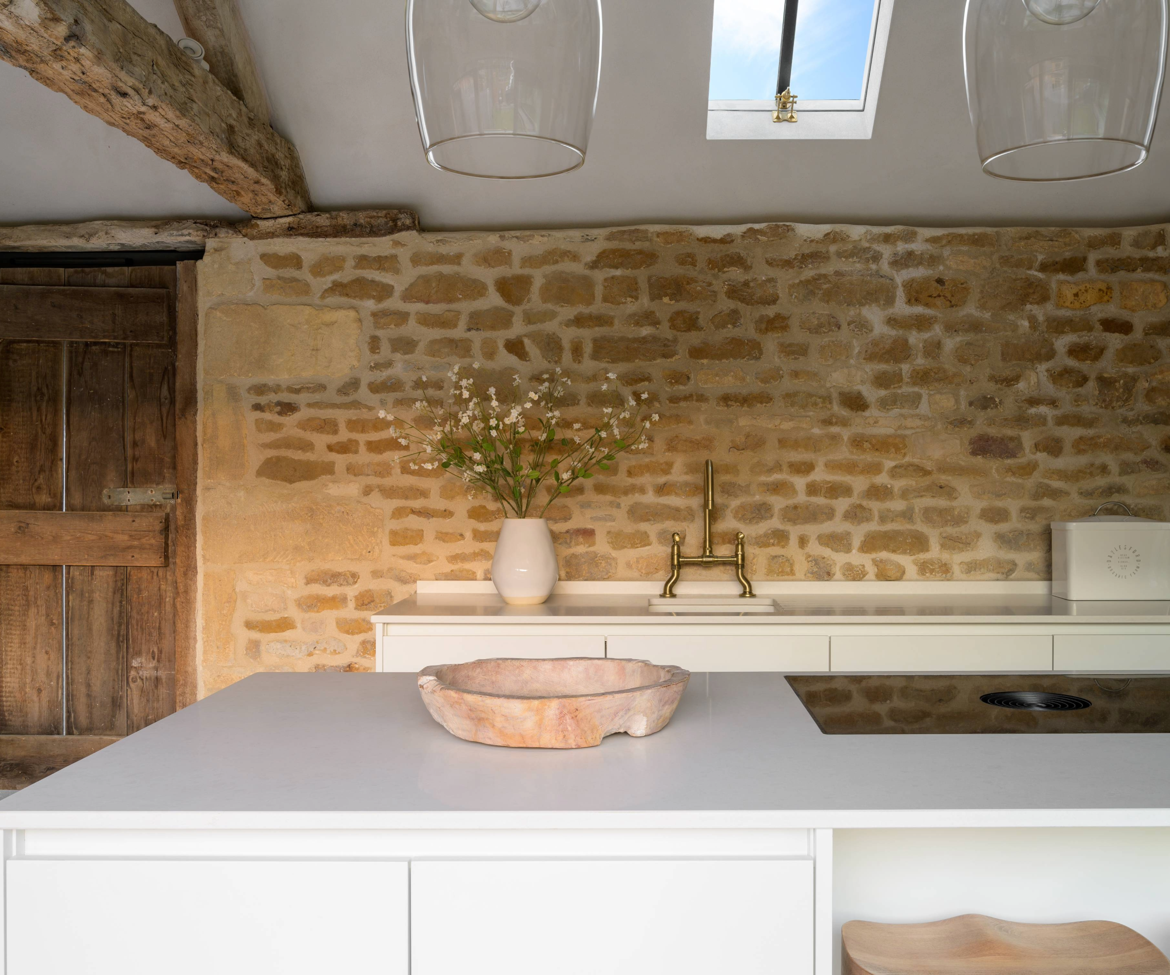 Close up of the kitchen worktop area