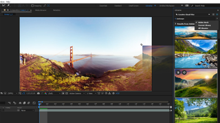 Image of the Golden Gate bridge being edited in After Effects