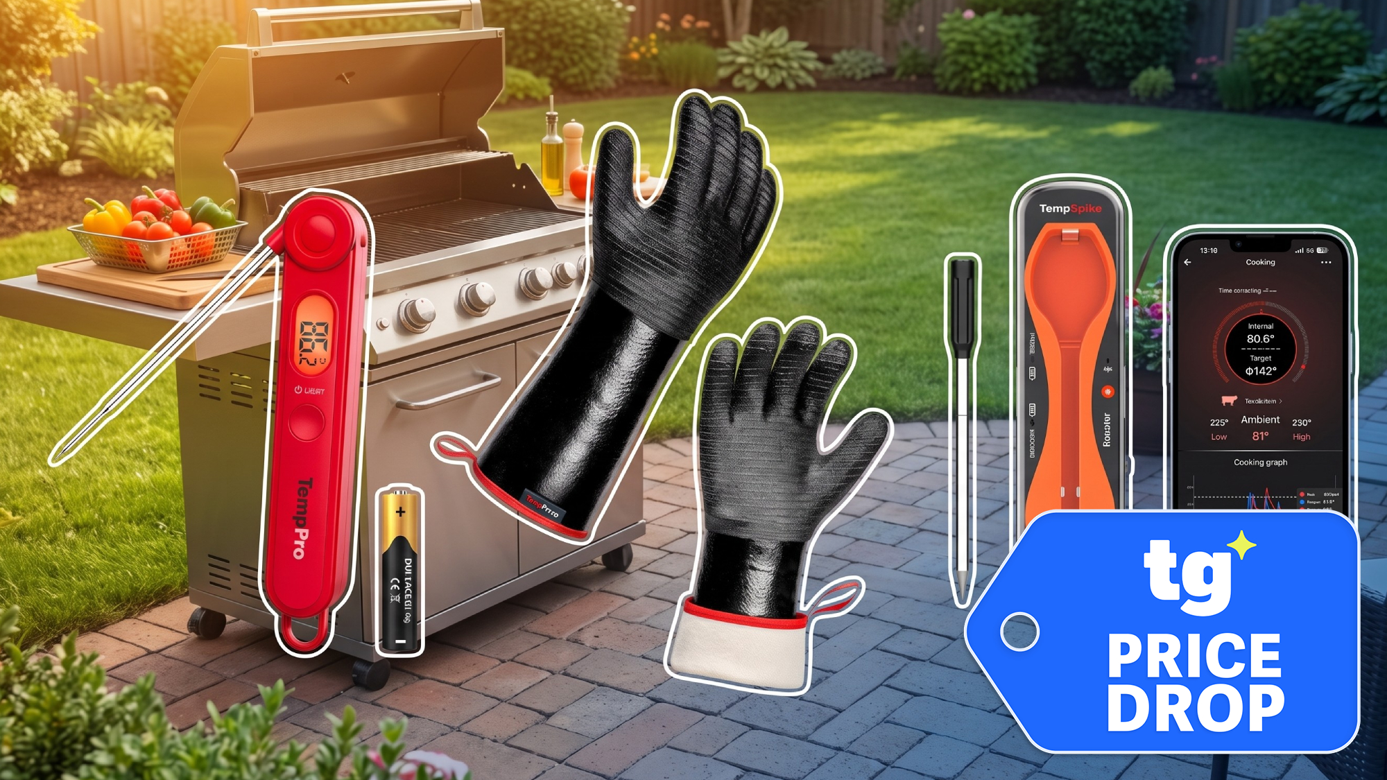 Collage of TempPro grilling tools