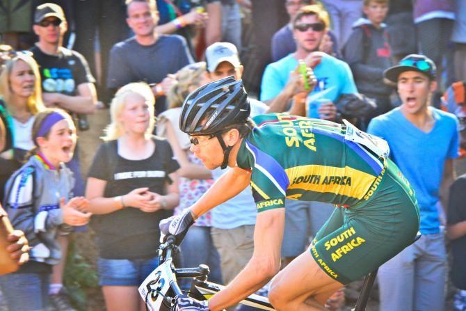 Philip Buys had a tough day at the office as repeated falls saw him fall by the wayside in the elite men's cross country