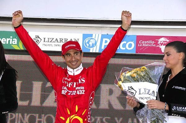 Frenchman David Moncouti&eacute; (Cofidis) on the podium.
