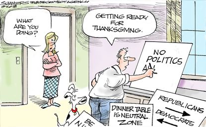 Editorial cartoon U.S. getting ready for Thanksgiving no politics family