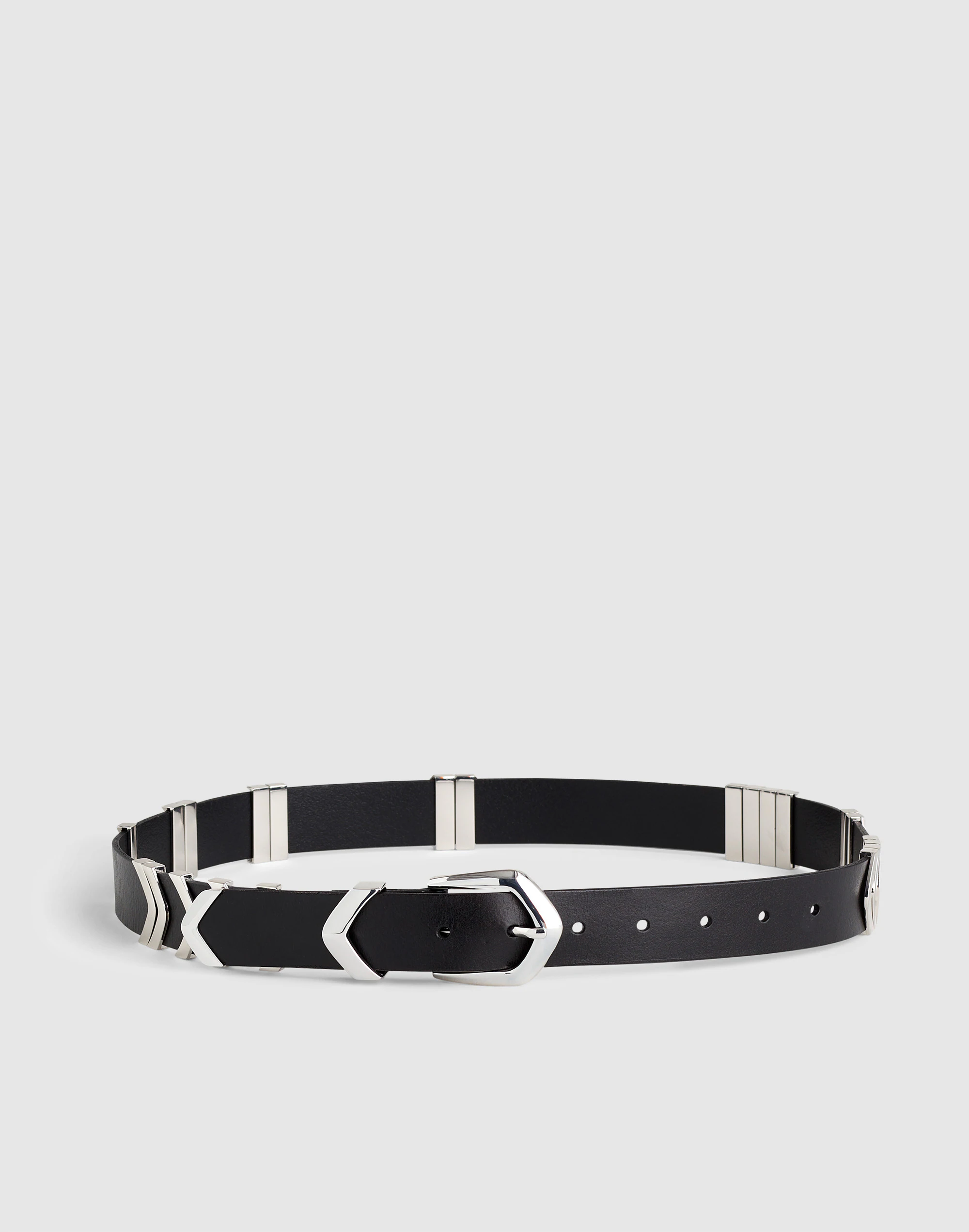 Angular Buckle Belt in Leather
