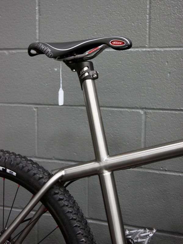 Integrated seatmasts in metallic form were fairly common at NAHBS as seen on this Ti Cycles hardtail.
