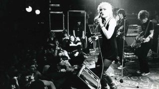 Blondie’s Debbie Harry performing onstage in 1977