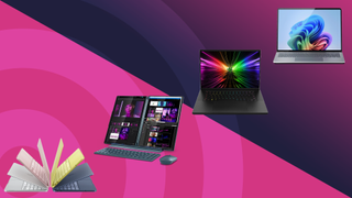 Apple, Lenovo, Razer, Microsoft laptops on TechRadar logo background