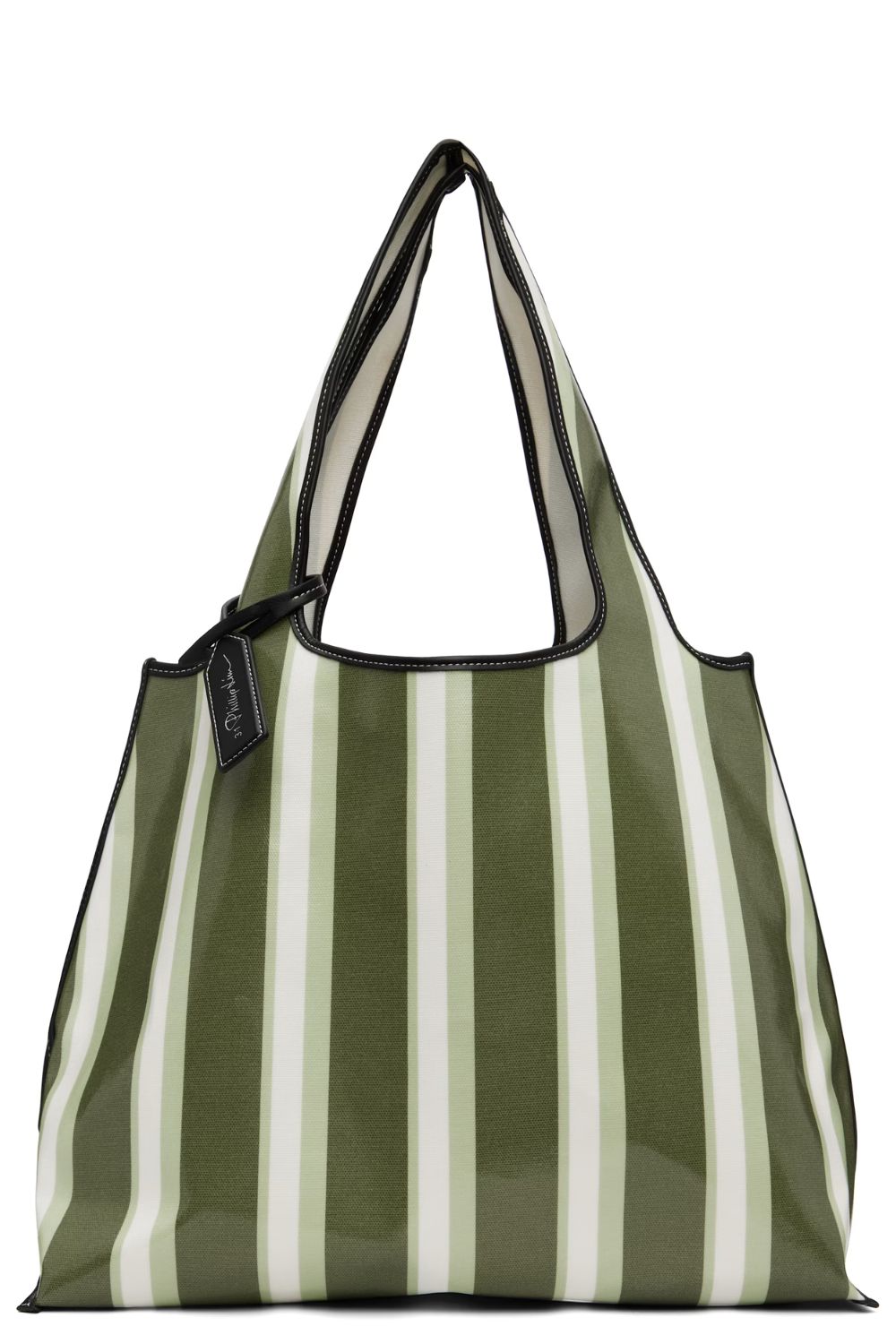 3.1 Philip Lim Green & Black Dual Stripe Market Tote