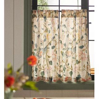 Hattie Cotton Floral Printed Café Curtains, Set of 2