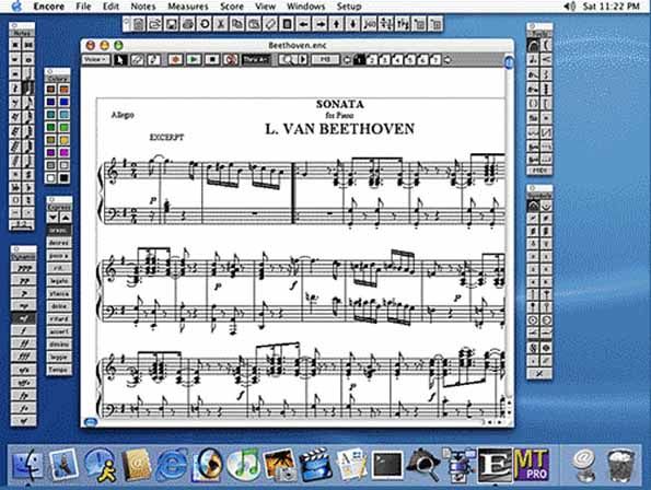This is an image of an editing screen for Mac users on Encore music notation software.
