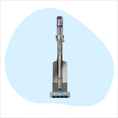 Shark PowerDetect Clean and Empty cordless vacuum cleaner on Ideal Home style blue background