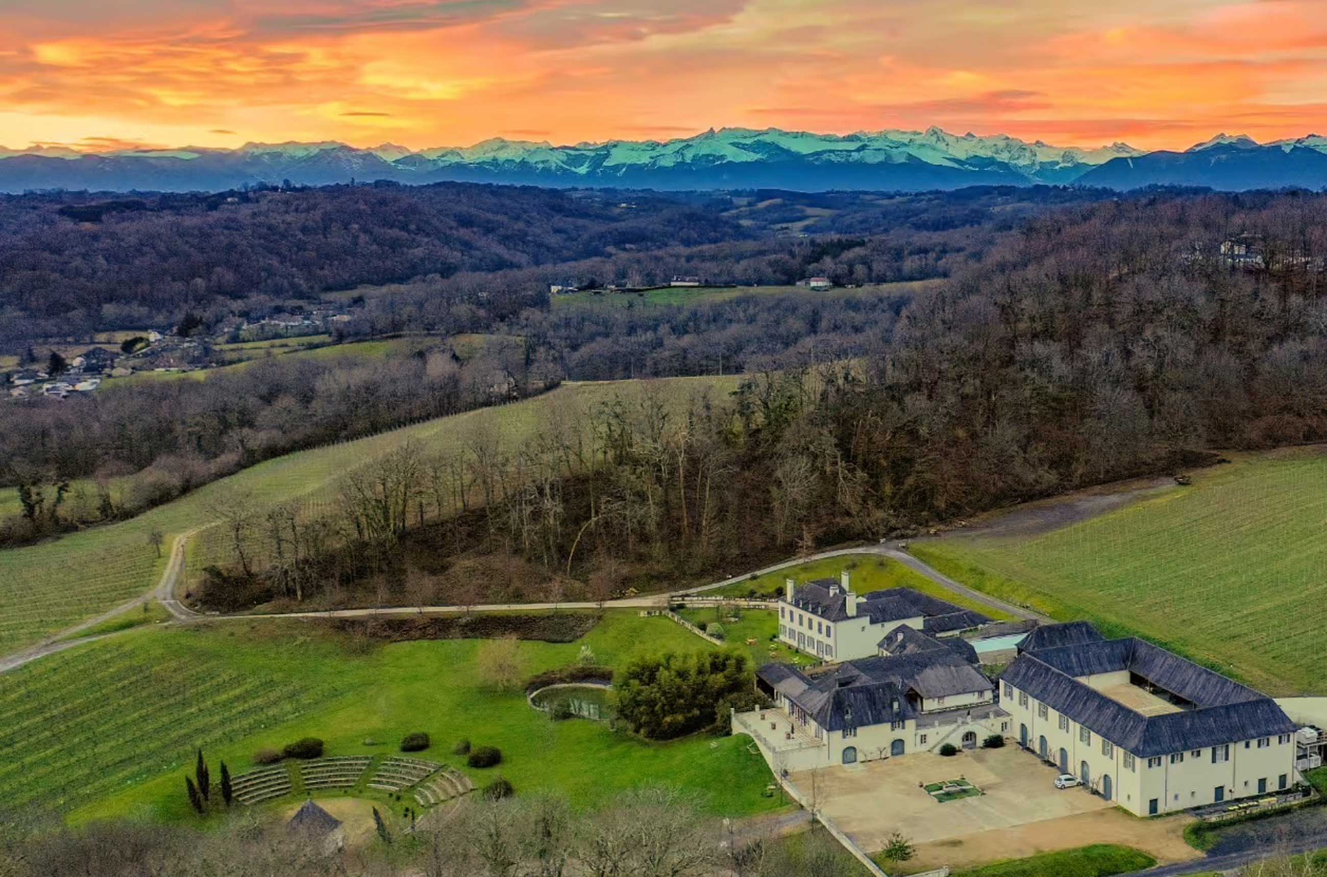 View of Domaine du Cinquau and the Pyrenees