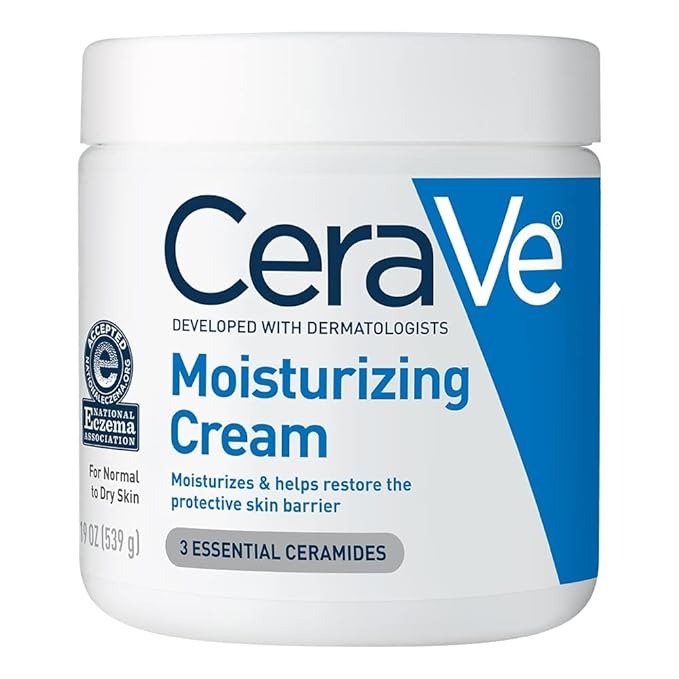 CeraVe, Cerave Moisturizing Cream, Body and Face Moisturizer for Dry Skin, Body Cream With Hyaluronic Acid and Ceramides, Daily Moisturizer, Oil-Free, Fragrance Free, Non-Comedogenic, 19 Ounce