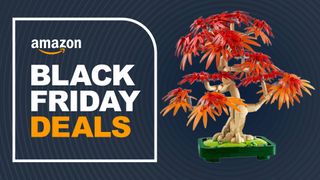 An image feature a Lego maple bonsai tree with the words 'Amazon Black Friday Deals' in the background.