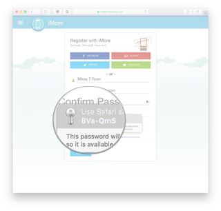 Launch Safari, navigate to the website on which you're creating an account, click the password field, click the suggested iCloud Keychain password