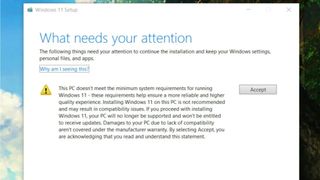 Un message pop-up demandant aux utilisateurs de Windows 11 de signer un accord numérique pour poursuivre l'installation