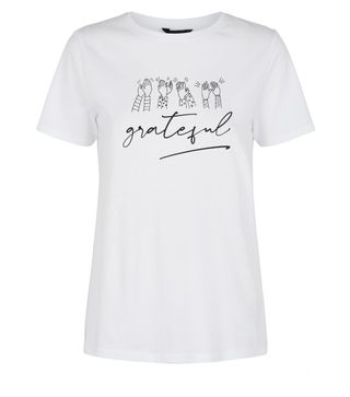 New Look Clapping Grateful Slogan Charity T-Shirt