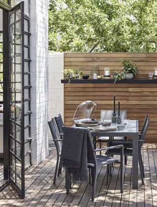 modern grey Kettler outdoor dining set