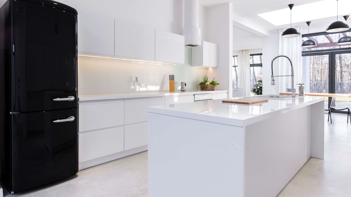 White decluttered kitchen with a minimalist look