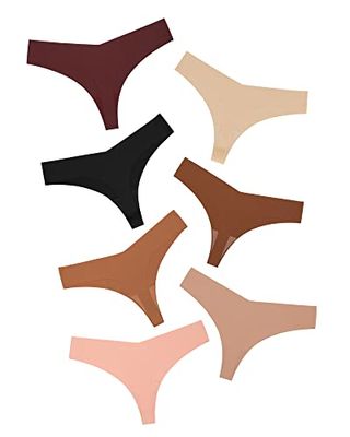 DEANGELMON Seamless Thongs for Women No Show Thong Underwear Women Comfortable Multiple Pack (7P3,S)