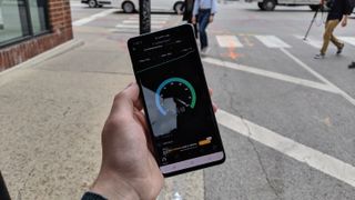 The Galaxy S10 5G delivered as low as about 200Mbps during our 5G testing, but got as high as 1Gbps. (Credit: Tom's Guide)