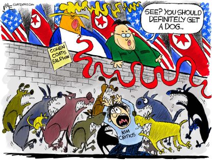 Political Cartoon U.S. Trump Kim Jong-Un Cohen Dogs