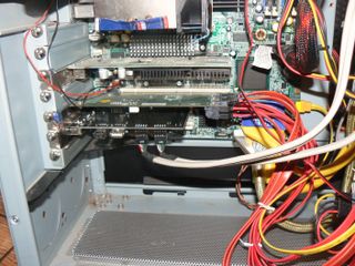 This is the Supermicro MV8 controller card, plugged into a PCI-X slot.