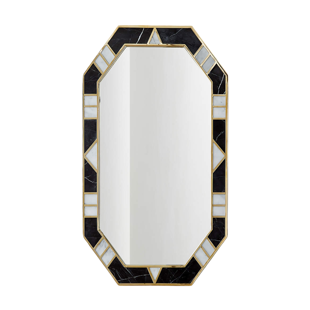 Black-and-white geometric accent mirror