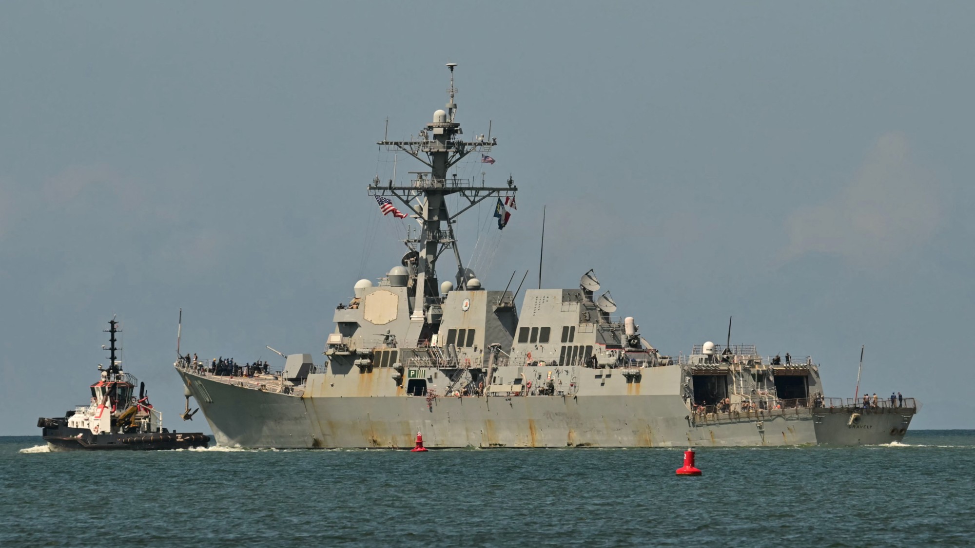 The warship USS Gravely departs Trinidad and Tobago for exercises near the Venezuelan coast.