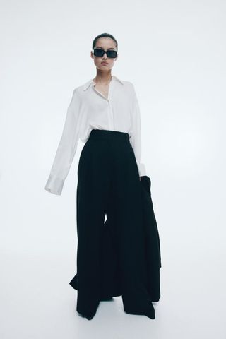 Wide Linen-Blend Trousers