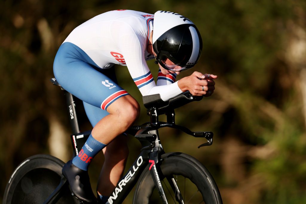 Josh Tarling on the way to the Junior men's time trial world title