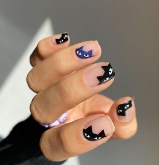 black cat nail art