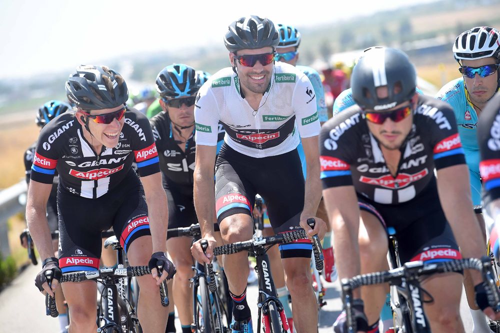 John Degenkolb being shepherded in the bunch
