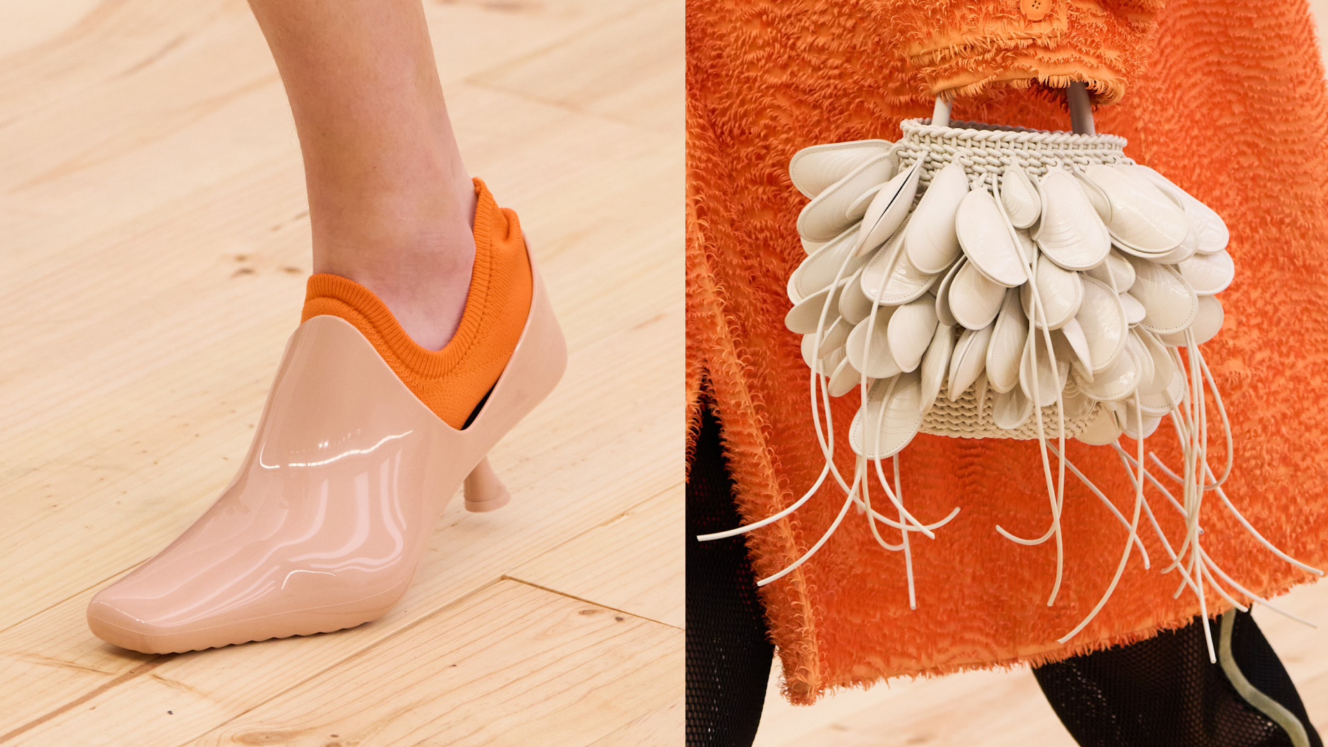 a shoe and bag from the loewe spring 2026 runway