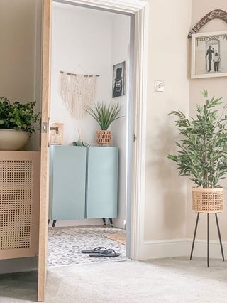 Ikea Ivar hacks green bathroom cabinet