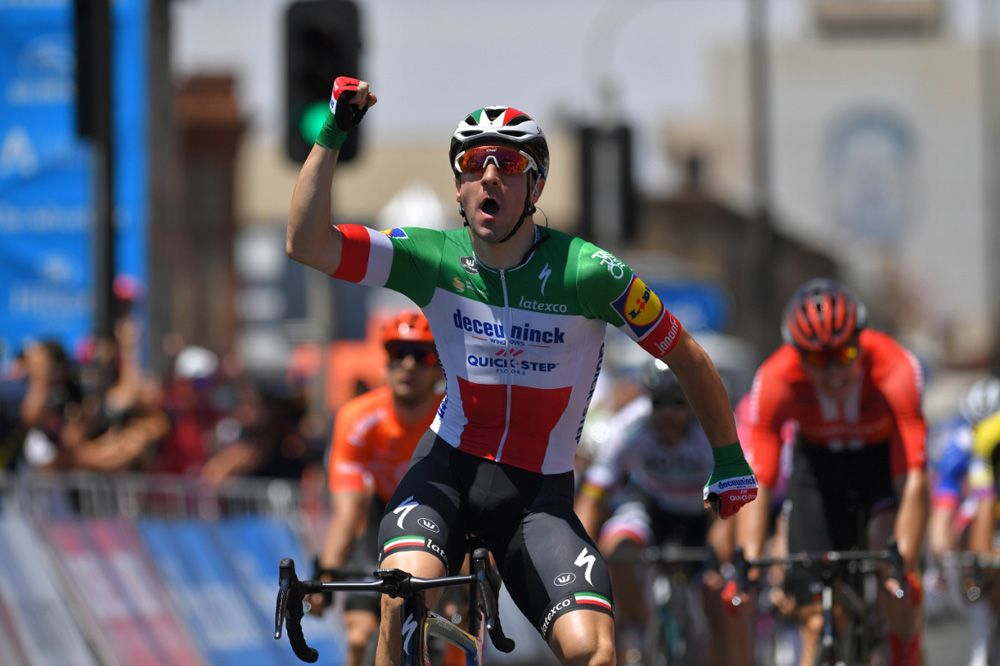 Elia Viviani (Deceuninck - Quick-Step) celebrates another sprint in