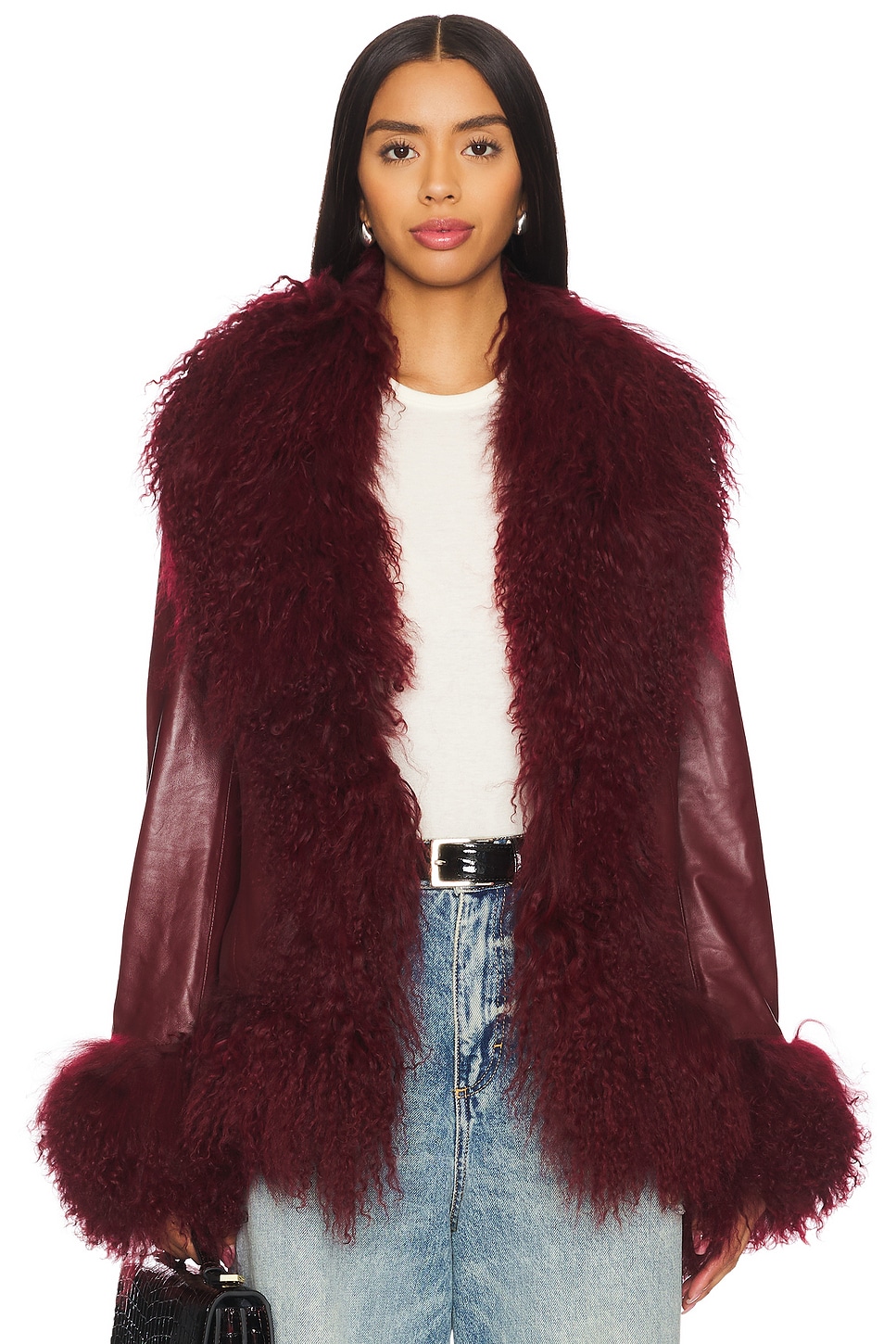 Dorothy Leather Coat With Fur Trim