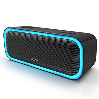 [Upgraded] DOSS SoundBox Pro Portable Wireless Bluetooth Speaker with 20W Stereo Sound, Active Extra Bass, Wireless Stereo Pairing, Multiple Colors Lights, Waterproof IPX5, 10 Hrs Battery Life -Black