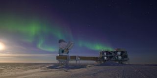 South Pole Telescope with Auroras