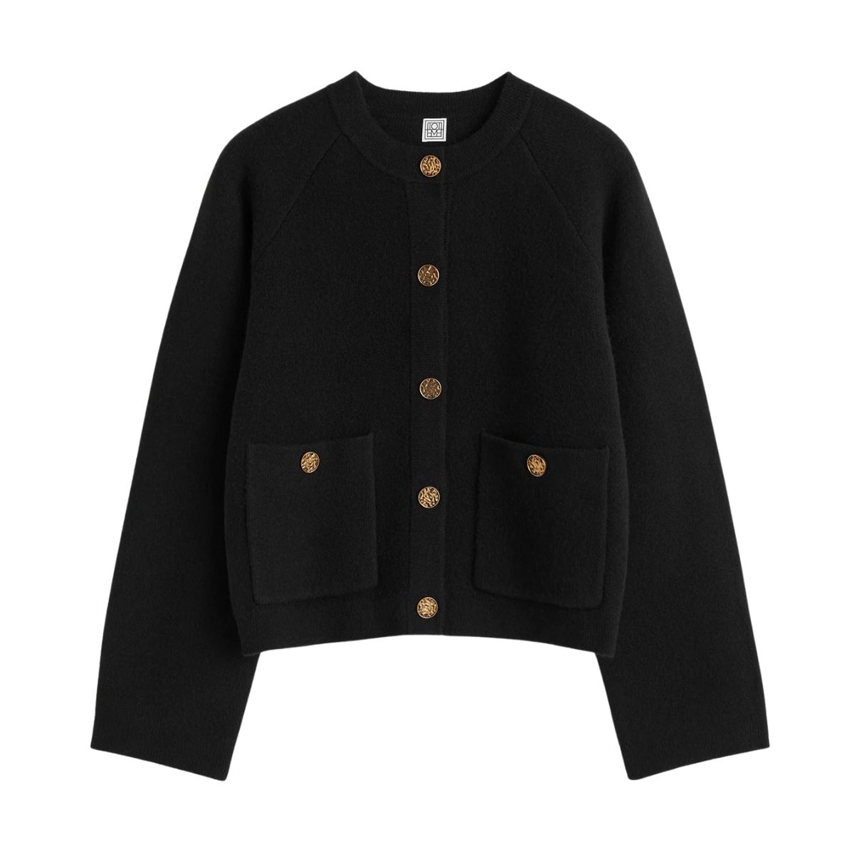 Hammered Button Cardigan Black