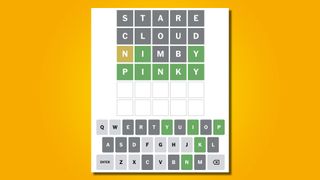 Wordle 625 answer on a yellow background