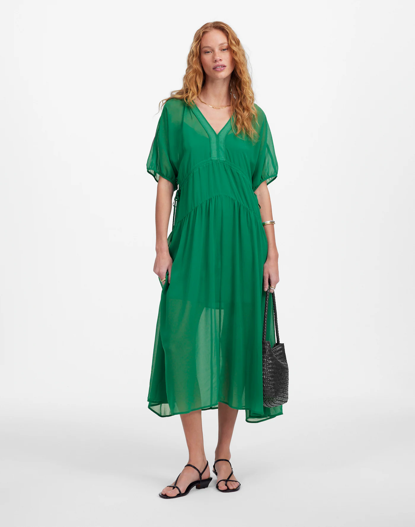 Madewell, Sheer V-Neck Dolman Maxi Dress