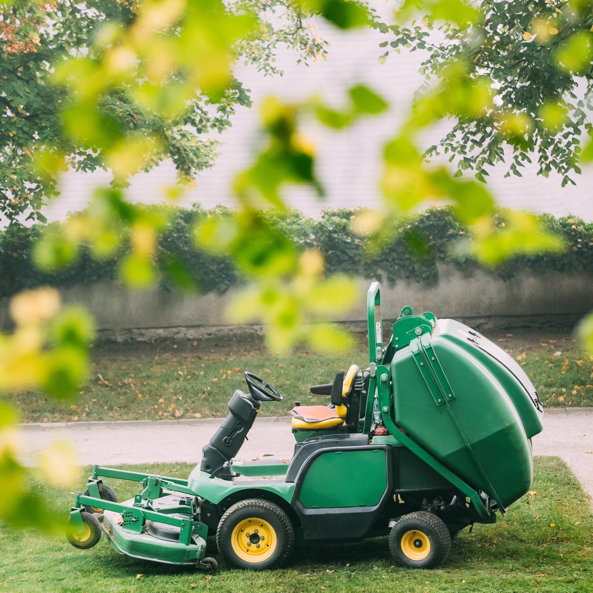 riding mower in lawn